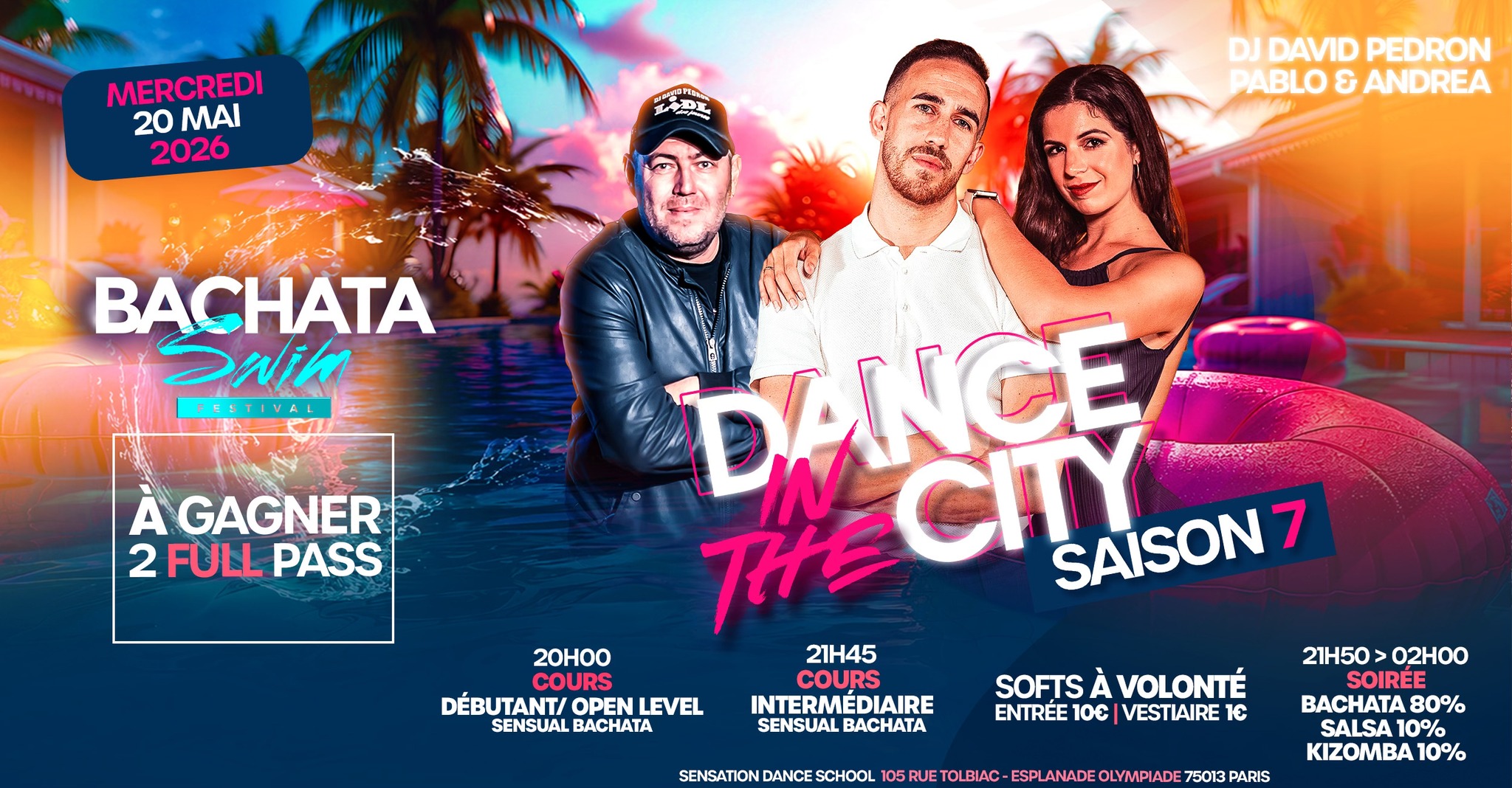 Flyer DITC Dance In The City — soirée bachata mercredi Paris