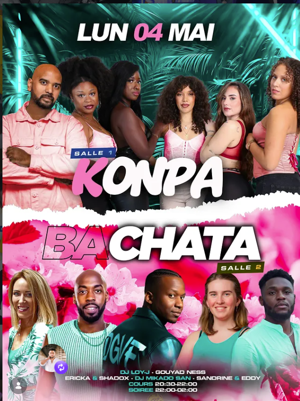 Flyer Konpachata — soirée konpa bachata lundi Paris